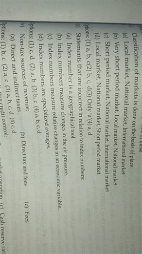 i) Classification of markets is done on the basis of place: (a)... | Filo