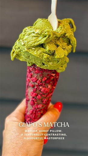Chan Can Eat on Instagram: "This might be the most underrated scoop in Auckland right now. This “Matcha Hokey Pillow” at @giapokitchen is an unexpected combo of perfection, hero’ing toasted marshmallow, Uji Matcha, and Giapos infamous crunchy house-made Hokey Pokey. It starts the earthy, rich matcha, then these surprise bites of soft marshmallow and sweet, crunchy Hokey Pokey clusters. A few Giapo things to know: it’s on their daily micro-batch menu (nothing duplicated, nothing pre-made), and th