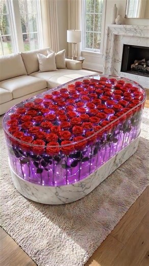 I Built a GLOWING Red Rose Marble Table! 🌹💜 #epoxy #resinart #epoxyresin #resincrafts #homedecor