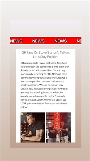 @1steveburton tattoos are gaining a lot of attention! 99.99999% of fans thoroughly enjoy Burton’s new ink. Only a select few disapprove (as if he needs anyone’s approval lol). #steveburton #jasonmorgan #steveburtontattoo #jasonmorgantattoo #gh #ghspoilers #ghblog #generalhospital #generalhospitalblog #generalhospitalspoilers #portcharles #stonecold | General Hospital Blog