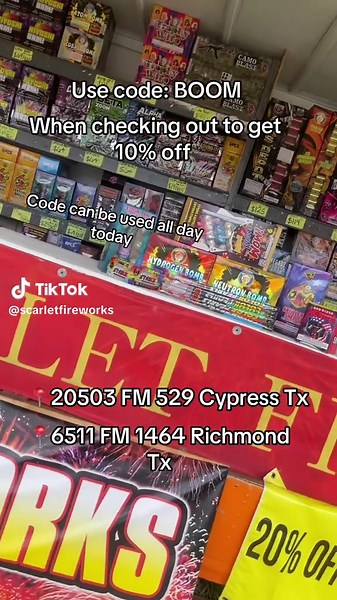 Use this code to get 10% off your whole price!! It can be used at both locations #fyp #fireworks #HTX #july4th #htx #fyp #fyp #fyp #fyp #fyp