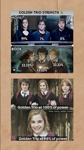 Movie vs Book Golden Trio 😂 Hermione Carried the Movies?#shorts #memes #funny #shortsfeed