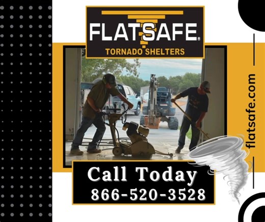 When severe weather hits, safety shouldn’t wait. Flat Safe Tornado Shelters are engineered for protection and built to last. Call 866-520-3528 or visit flatsafe.com to schedule your installation today. #FlatSafe #TornadoShelter #StormSafety #SafeRoom #OklahomaBuilt | FlatSafe Tornado Shelters | Facebook