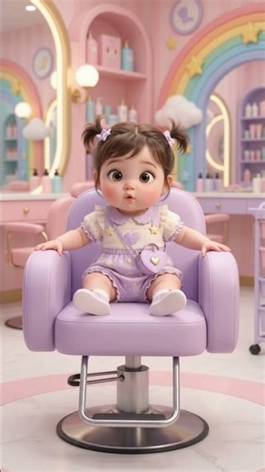 Baby Spinning in Salon Chair | cartoon makeup | bacho ka makeup #animation