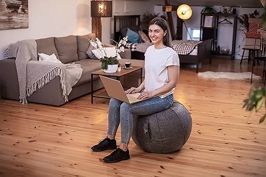 Enjoy active sitting with a covered yoga ball