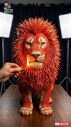 10,000 Matchsticks Lion 😳 What Happens When It Burns? 🔥 #shorts