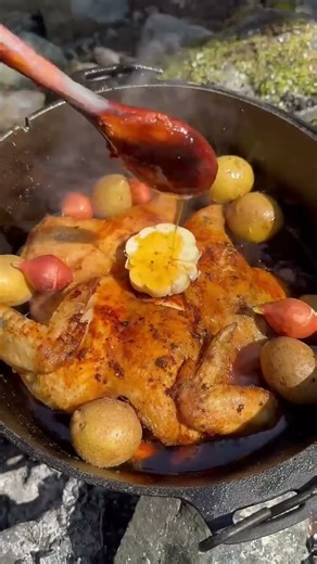 Cooking Whole Chicken in a Dutch Oven🍗
