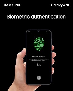 The Biometric Authentication on your GalaxyA70 keeps your personal data safe.Built For The Era of Live. | Samsung
