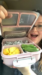 🌟 BENTO BOX LUNCH - this week for Morgan's lunch we made a homemade rotisserie chicken paired with a peruvian green sauce 🤤 along with some cucumbers, cream cheese, tajin, and pineapple! I think it's safe to say she will never doubt me again 🤣 #bentobox #bentoboxlunch #easylunchideas #lunchtime #easyrecipes #easymeals | Cook It Erica
