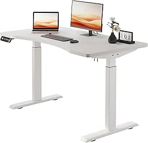 Amazon.com: Sileye Height Adjustable Dual Motor Electric Desk Sit Stand Up Table with Curved Center and Wheels, Ideal for Daily Use at Home Office, Bedroom, 55x30, White : Office Products