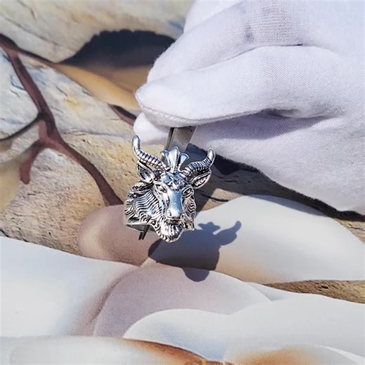 Sterling Silver Baphomet Ring | Gothic Pagan Jewelry - Etsy