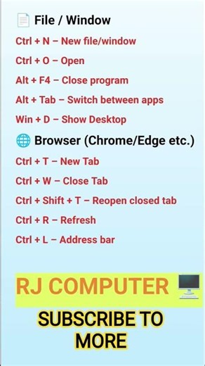 SOME FILES/WINDOW SHORTCUT KEY OF COMPUTER#computerscience #computerknowledge #computer