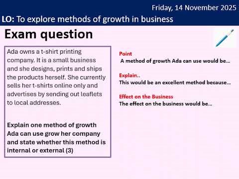Edexcel GCSE Business 2.1.1 Business Growth | Complete Lesson, Quiz, Exam Practice & Answers