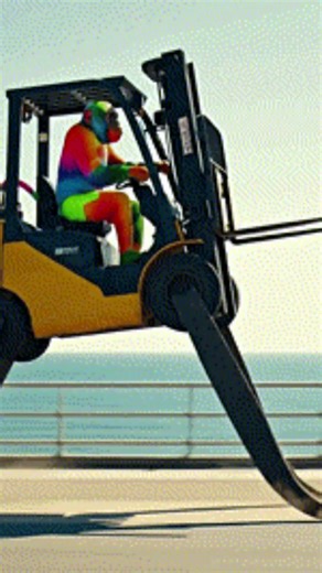 El Mono y su Montacarga Robot. #monos #maquina #monkey #monkeys #montacargas #robot #robots #machine