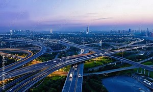 timelapse aerial of the Skyline and Spaghetti Junction Freeways in Atlanta