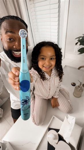 The Harveys on Instagram: "#ad #OralBPartner Mornings at our house usually look like organized chaos… except for Pia, who’s apparently in her main character brushing era. She’s obsessed with her new @oralb iO Kids Electric Toothbrush featuring Stitch, it literally lights up, plays music for two minutes, and helps her brush better (with the gum pressure sensor so she doesn’t overdo it ). It’s the perfect mix of fun + function, and I can’t lie… watching her actually enjoy brushing might be the rea