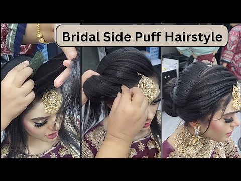 Elegant Bridal Side Puff Hairstyle Tutorial with Line Variation | Perfect Wedding Hair