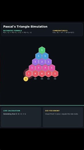 Pascal's Triangle Simulation #math #simulation #geometry