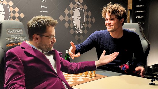 Just before the Weissenhaus Freestyle Chess GOAT Challenge began we had players surveying the premises of the venue. At that point Levon Aronian took one chair, Magnus Carlsen took another! We had Fabiano Caruana chiming in and then Peter Leko joined, so did Nodirbek Abdusattorov and it was perhaps one of the best conversations around Chess960 that you would tune into! Video: ChessBase India #Chess #ChessBaseIndia #MagnusCarlsen #LevonAronian #FreestyleChess | ChessBase India