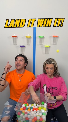 315K views · 2.2K reactions | Game of Skill and Luck! This party game was a perfect challenge for Getti and Maximus! They have to toss a ping pong ball and land in ONE of the cups behind them! A blind toss game, test your luck and win! | The Tus House | Facebook