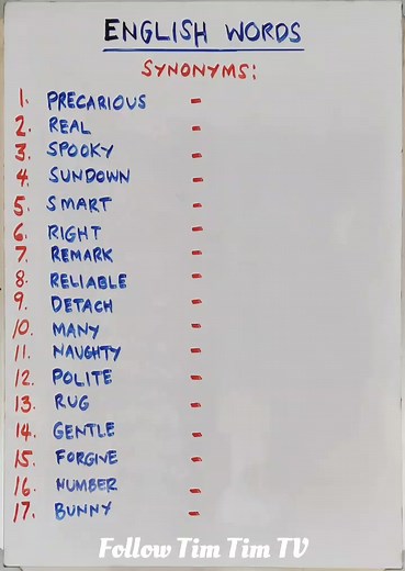 English words: synonyms: precarious - insecure | Tim Tim TV