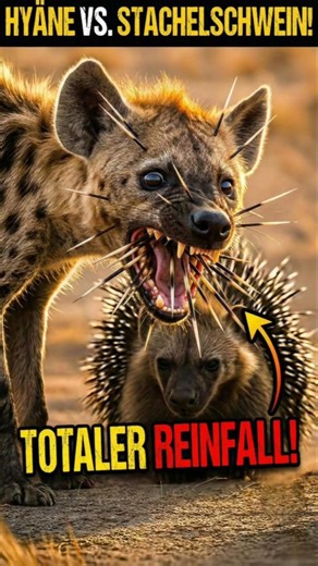 Hyäne gegen Stachelschwein | Schockierender Moment aus der Tierwelt #shorts #shortsfeed