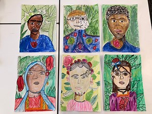 Frida Kahlo Art Lesson Ideas ... Kahlo self-portraits by Year 6 children