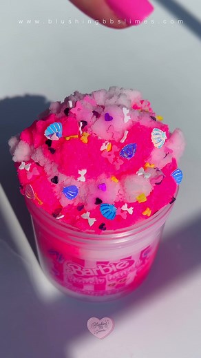 Barbie's Beach Towel from BlushingBB 💖 This is a super soft cloud slime that feels like playing with fresh fluffy towels, and the color is so pretty! Available now at blushingbbslimes.com 🛍✨