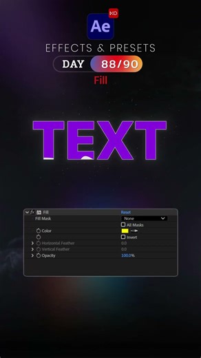 Day 88/90 – Fill Effect (Text Fill Animation) | After Effects in 90 Days Challenge 🦋