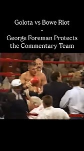I’ve been thinking about this alot recently! It’s the first fight between Golota & Bowe! Golota was boxing really well, like really well! He simply just couldn’t stop hitting Bowe in the balls, so much so, that he got disqualified! The riot that followed was pure, utter carnage! Lou Duva was stretchered out, there must’ve been about 50 fights going on in the arena at one point! The reason I post, is because I’ve always liked the story of how George Foreman was protecting Jim Lampley & Larry Merc