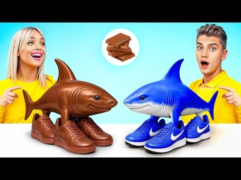 Real Food vs Chocolate Food Challenge | Chocolate Fountain Fondue Battle by Candy Land