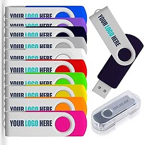 500 Pack 16GB USB3.0 Custom USB Flash Drive Customized USB Thumb Drive, Customizable USB Drive Logo Print Event Favors, Branding with JBOS Personalized Memory Stick Multiple Color Choice