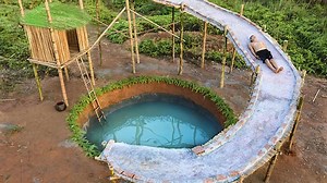 Build water slide house around underground swimming pool
