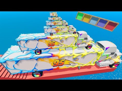 Small Mack Truck on Big Truck Hauler vs Stairs Color with Portal Trap - BeamNG #92