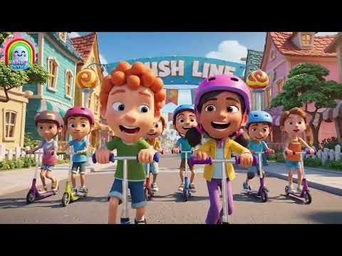 The Scooters on the Track Go Zip Zip Zip | Fast Nursery Rhymes for Kids | Baby Songs for
