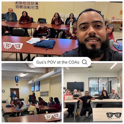 KevTech Services Team on Instagram: "On Friday, we received a few fun photos from Gus! Our lead technician here at KevTech Services! 📸 There’s no better way to kick off a class than with a group selfie to set the tone for a great session. Gus had the privilege of teaching at both the Brighton Senior Center and the Sudbury Senior Center, two of our most popular and welcoming locations. This week’s topics included Back to the Basics: An Introduction to Smartphones & Tablets at the Veronica Senior