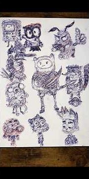 Abstract Cartoon Network characters drawn with both my hands