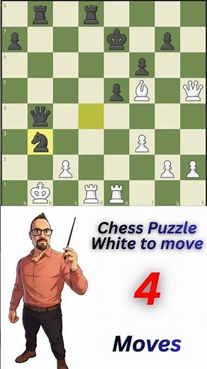 Chess Puzzle | Can You See the 4 Moves? 🧩