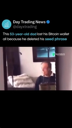 Day Trading on Instagram: "A 53-year-old father has suffered a devastating loss after accidentally deleting the seed phrase required to access his Bitcoin wallet, resulting in the permanent forfeiture of approximately $100 million in cryptocurrency. The incident, which highlights the unforgiving nature of crypto security, occurred when he mistakenly erased the critical 12- or 24-word recovery key, rendering his holdings irretrievable without it. Despite attempts to recover the phrase through dig