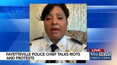 Fayetteville Police Chief Gina V. Hawkins talks about the desicion her officers made to take a knee in front of a crowd of protesters: "We want to be a part of the protest," she said. Watch the full interview --> wral.com/19125887 | WRAL TV