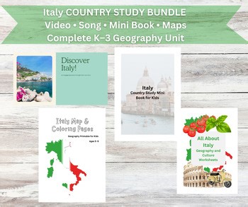 Italy for Kids MEGA Bundle – Geography, Worksheets, Presentation, Video, Activit