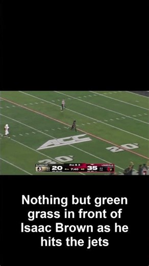 Nothing but green grass in front of Isaac Brown as he hits the jets