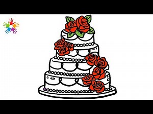 How to draw a Big cake.| Very easy cake Drawing and colouring for kids and toddlers.