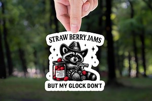 Strawberry Jams Raccoon Meme Sticker: Funny Waterproof Decal - Etsy