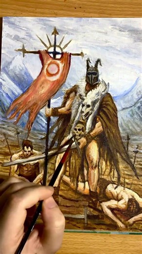 Oil panting process vid inspired by frank frazettas work 🤟🏻 #artwork #oilpainting #frankfrazetta