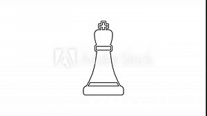 Black line Chess icon isolated on white background. Business strategy. Game, management, finance. 4K Video motion graphic animation