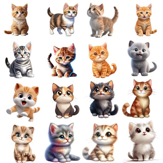 Cute Cat PNG Clipart Bundle, 10 Cartoon Kitten Images, Funny Baby Cats Collection, Transparent Background, Digital Download - Etsy Australia