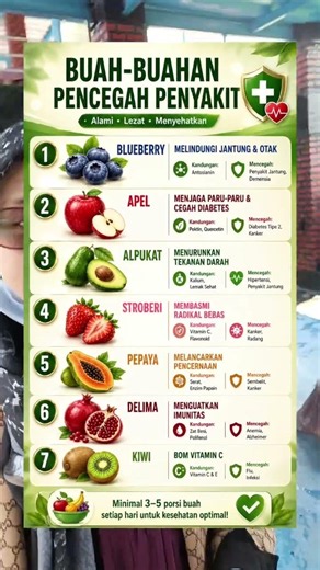 🍎🍇 7 Buah yang Baik untuk Kesehatan! Sudah Rutin Makan Setiap Hari?