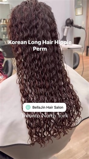 Long Hair Korean Hippie Perm Bella Jin Hair Salon Toronto North York / K - Pop Hairstylist #koreanperm #koreanpermtoronto #kpophairtoronto #torontohairsalon #koreanhairsalontoronto
