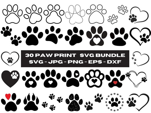 Dog Paw SVG Bundle: Silhouette Vector Graphics (digital Download) - Etsy UK
